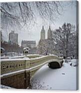 Bow Bridge Central Park In Winter Canvas Print