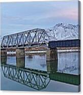 Bridge Over Tranquil Waters in Kamloops British Columbia Canvas Print