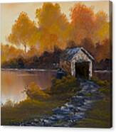 Covered Bridge In Fall Canvas Print