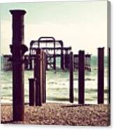 #brighton #pier #beach #fire #sea Canvas Print