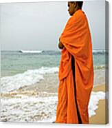 Buddhist Monk Sri Lanka Beach Canvas Print
