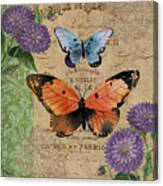 Burlap Butterflies Ii Canvas Print