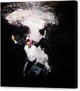 Businessman In Suit Plunging Into Water Canvas Print
