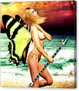 Butterfly Fairy On The Beach Topless Canvas Print