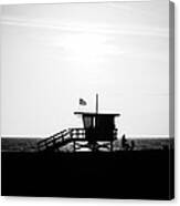 California Lifeguard Stand In Black And White Canvas Print