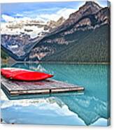 Canoes Of Lake Louise Alberta Canada Canvas Print