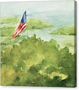 Cape Cod Beach With American Flag Painting Canvas Print
