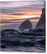Cape Rocks And Surf Sunset Canvas Print