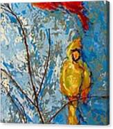 Cardinals On Twig Canvas Print