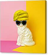 Cat Wearing Sunglasses And Banana Wighat Canvas Print