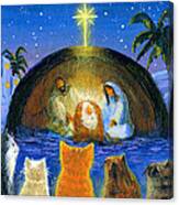 Cats At The Nativity Canvas Print