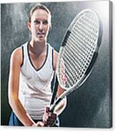 Caucasian Tennis Player In Rain Canvas Print