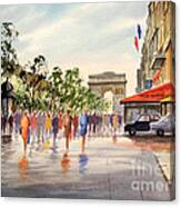 Champs Elysees And Arc De Triomphe Canvas Print