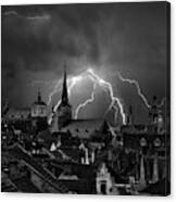 Chaos In The Sky Of Bruges Canvas Print