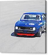 Chevy Camaro On Race Track Watercolor Canvas Print