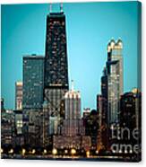 Chicago Downtown At Night With Hancock Building Canvas Print