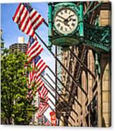 Chicago Macy's Clock And Chicago Theatre Sign Canvas Print