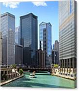 Chicago River And Cityscape Canvas Print