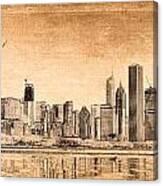 Sepia Sketches - Chicago's Panoramic Skyline Canvas Print