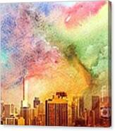 Chicago Skyline Watercolor Sky Canvas Print
