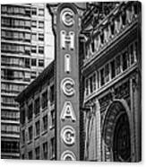 Chicago Theater Sign In Black And White Canvas Print