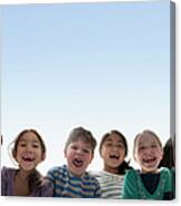 Children Smiling Together Outdoors Canvas Print