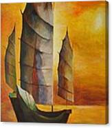 Chinese Junk In Ochre Canvas Print