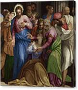 Christ Addressing A Kneeling Woman Canvas Print