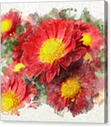 Chrysanthemum Watercolor Art Canvas Print