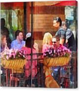Hoboken Nj - Dog Waiting By Cafe Canvas Print