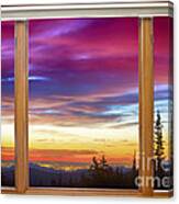 City Lights Sunrise Classic Wood Window View Canvas Print