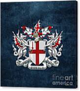 City Of London - Coat Of Arms Over Blue Leather Canvas Print