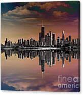 City Skyline Dusk Canvas Print