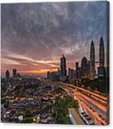 Cityscape Kuala Lumpur On A Dramatic Canvas Print