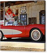 Classic Corvette On Route 66 Canvas Print