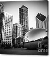 Cloud Gate Bean Chicago Skyline in Black and White Canvas Print