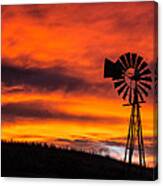 Cobblestone Windmill At Sunset Canvas Print