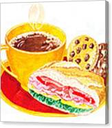 Coffee Cookies Sandwich Lunch Canvas Print