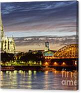 Cologne Cathedral With Rhine Riverside Canvas Print