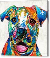 Colorful Dog Pit Bull Art - Happy - By Sharon Cummings Canvas Print