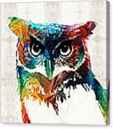 Colorful Owl Art - Wise Guy - By Sharon Cummings Canvas Print