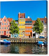 Colourful houses along canal in Copenhagen Denmark Canvas Print