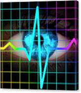 Computer Artwork Of Heartbeat Ecg And Human Eye Canvas Print