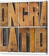 Congratulations In Wood Type Canvas Print