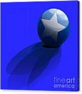 Blue Ball Decorated With Star Grass Blue Background Canvas Print