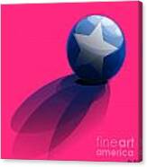 Blue Ball Decorated With Star Pink Background Canvas Print