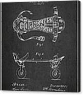 Cornelius Roller Skate Patent Drawing From 1881 - Dark Canvas Print