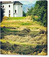 Country Church With Hay Canvas Print