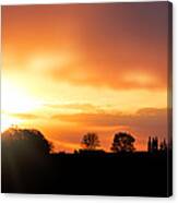 Country Sunset Silhouette Canvas Print