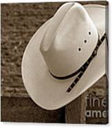 Cowboy Hat On Fence Canvas Print